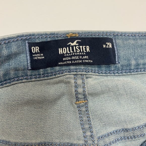 Hollister High-rise Flare Light Blue Jeans Size 0R w25R. Teens - Picture 7 of 8